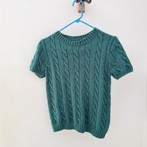 Elegant Teal Cable Knit Sweater